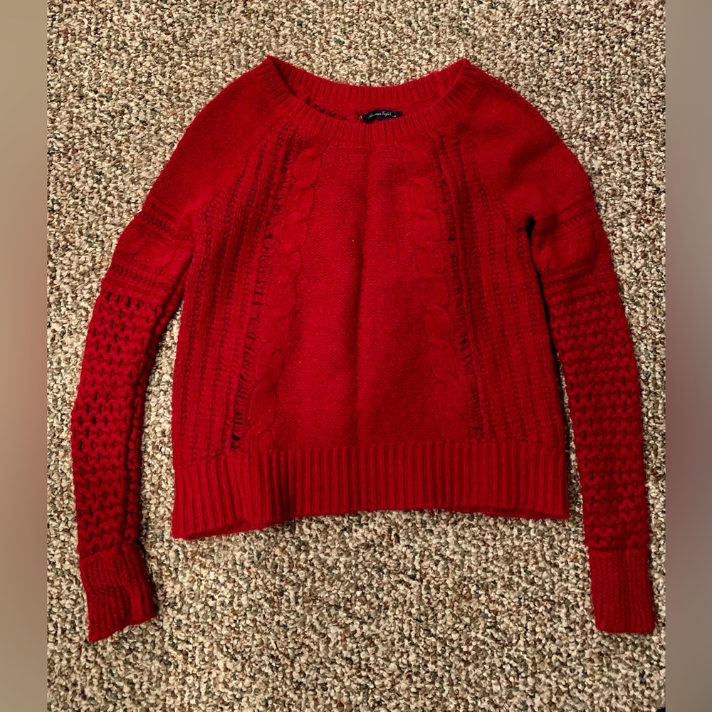 American Eagle Christmas Knit Sweater in Red